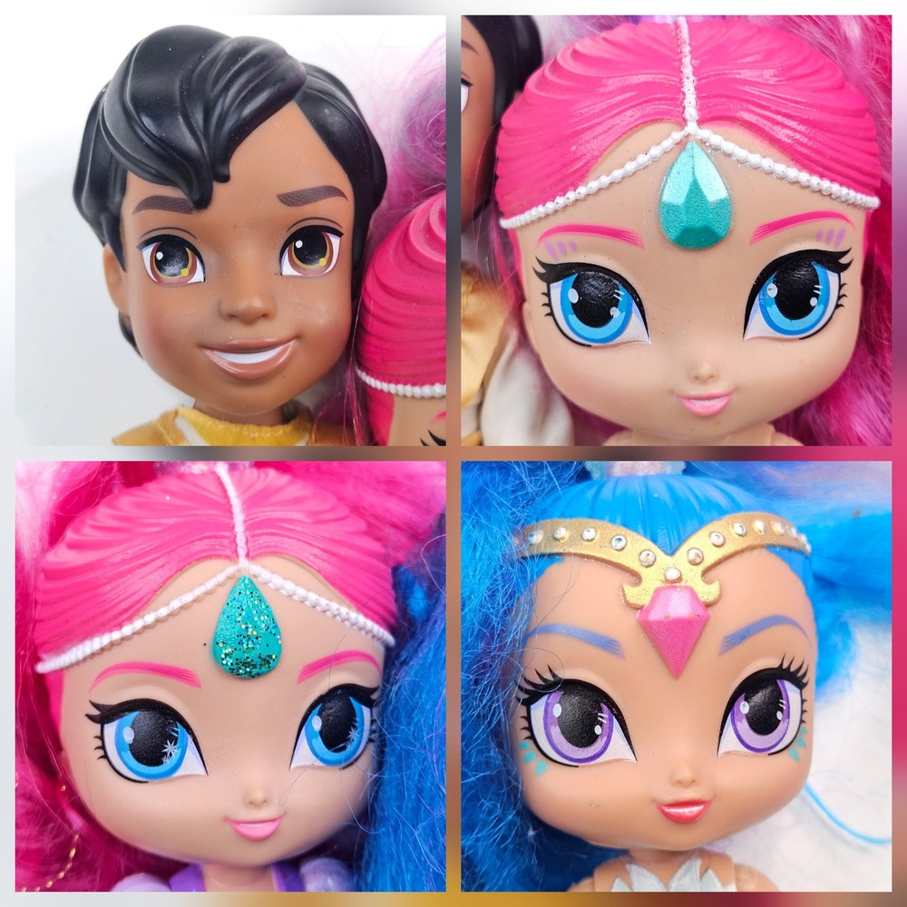 Fisher-Price Shimmer and Shine Doll Lot Kids 6in Pink Blue Zac 4pc Set